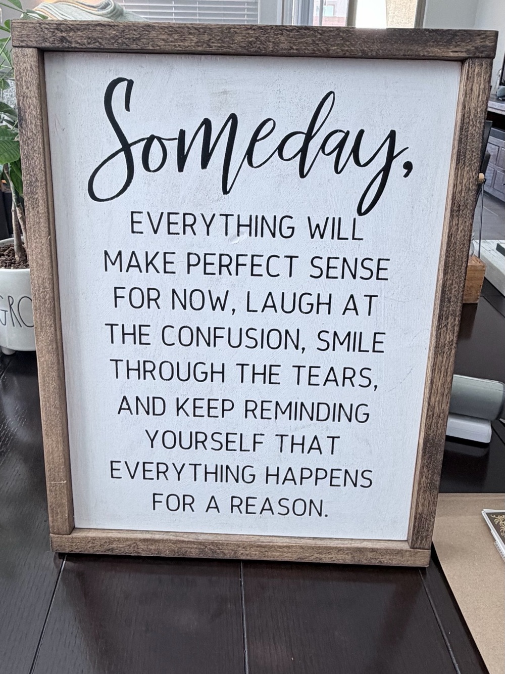 Someday Inspirational Framed Wall Sign - White and Brown
